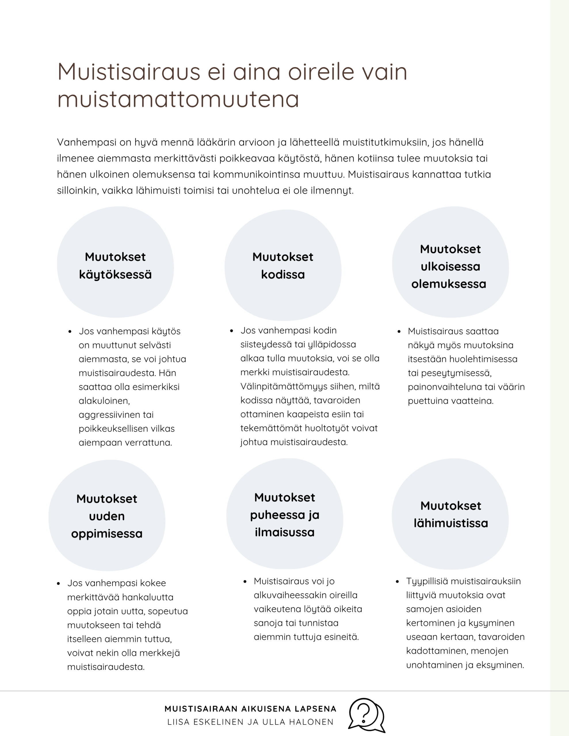 Muistisairauden oireet
