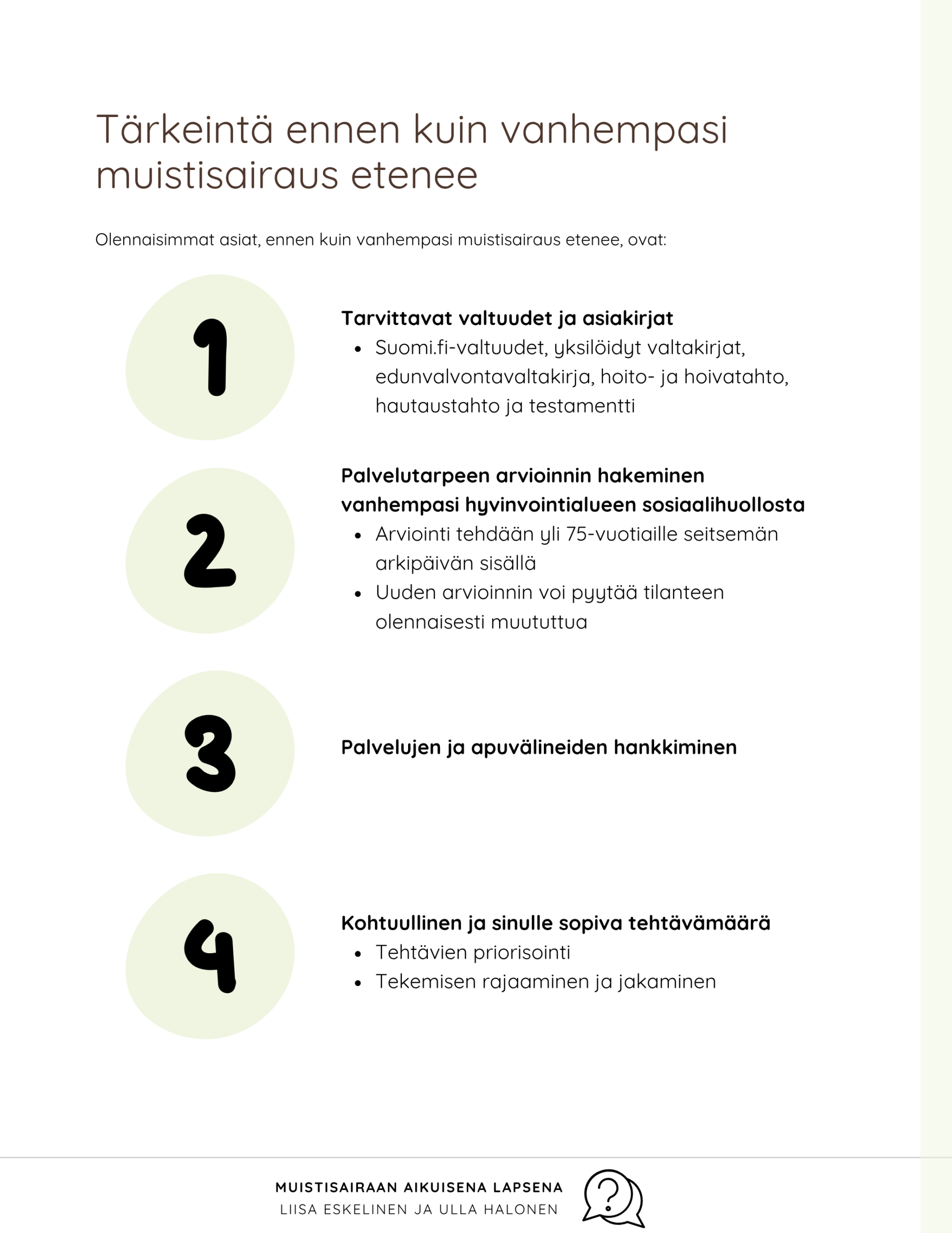 Tärkeintä ennen kuin vanhempasi muistisairaus etenee