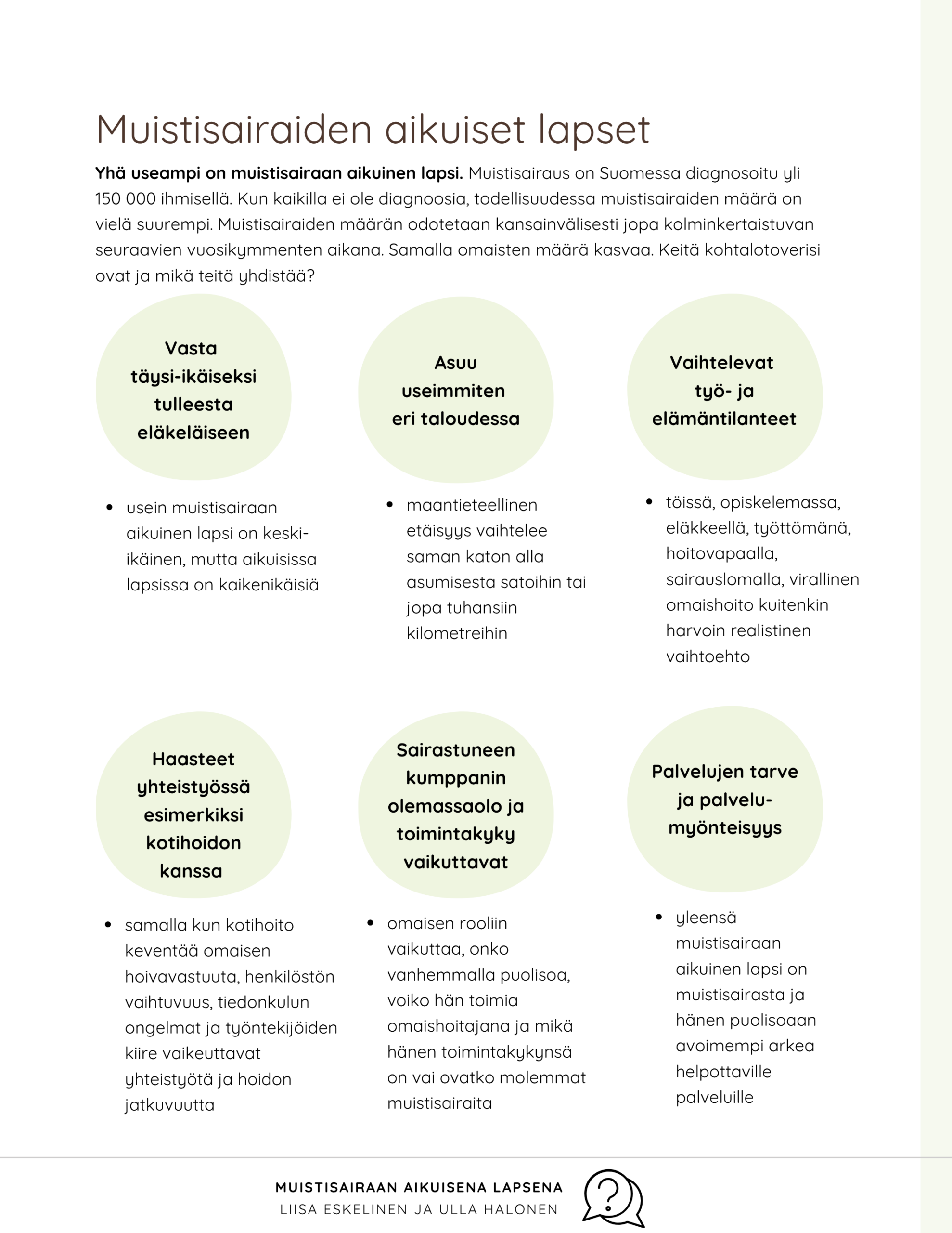 Muistisairaiden aikuiset lapset